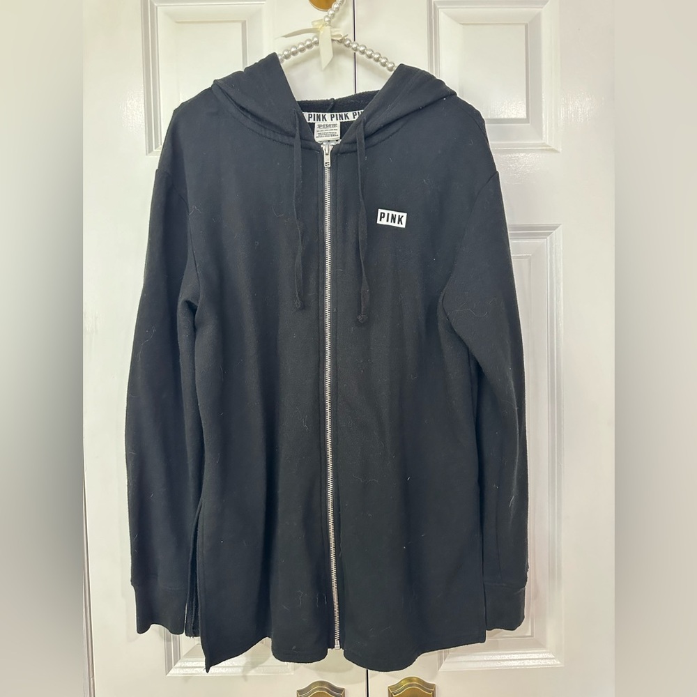 Black Victoria’s Secret PINK hooded zip up size xs